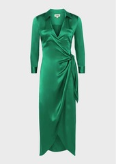 L'Agence Kadi Wrap Silk Maxi Dress