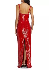 L'Agence Karma Sequined Sleeveless Maxi Dress