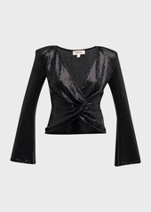 L'Agence Katya Sequined Bell-Sleeve Blouse