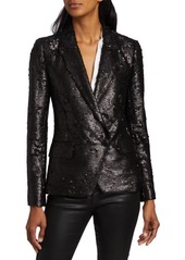 L'Agence Kenzie Double-Breasted Sequin Blazer
