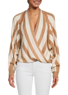 L'Agence Kloss Stripe Wool Blend Wrap Sweater