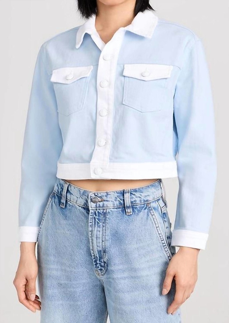 L'Agence Koda Colorblock Crop Jacket In Ice Water/white