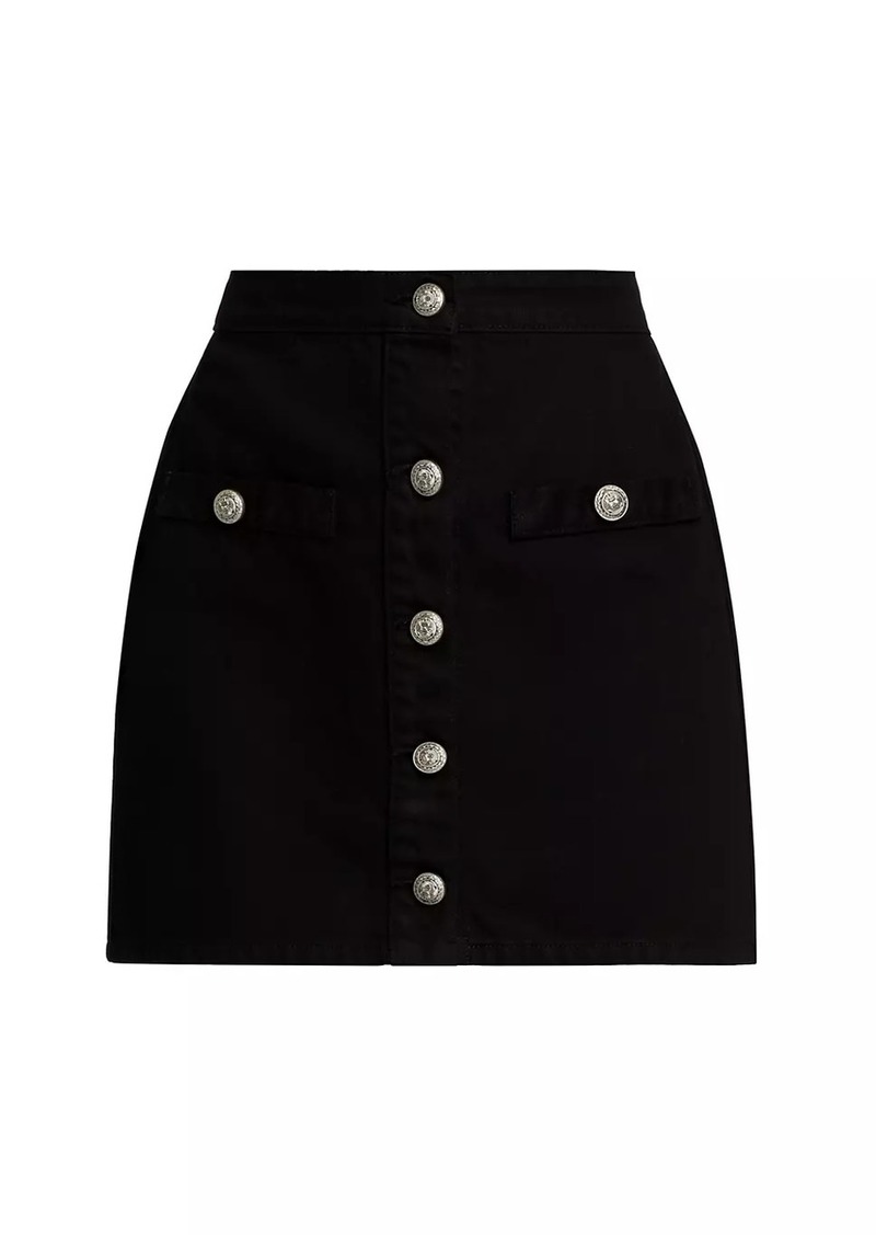 L'Agence Kris Denim Button-Front Miniskirt