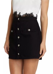 L'Agence Kris Denim Button-Front Miniskirt