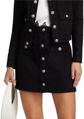 L'Agence Kris Denim Button-Front Miniskirt