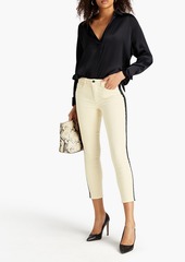 L'Agence - Cropped striped cotton-blend velvet skinny pants - White - 25