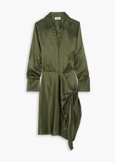 L'Agence - Wrap-effect silk-satin shirt dress - Green - US 0