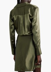 L'Agence - Wrap-effect silk-satin shirt dress - Green - US 6