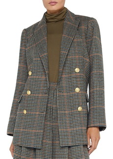 L'Agence Aimee Double Breasted Plaid Blazer