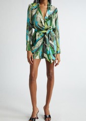 L'AGENCE Arabell Belt Print Long Sleeve Romper