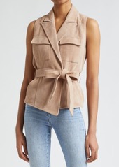 L'AGENCE Arbor Belted Wrap Front Suede Vest