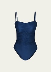 L'Agence Aubrey Shimmer Ruched One-Piece Swimsuit