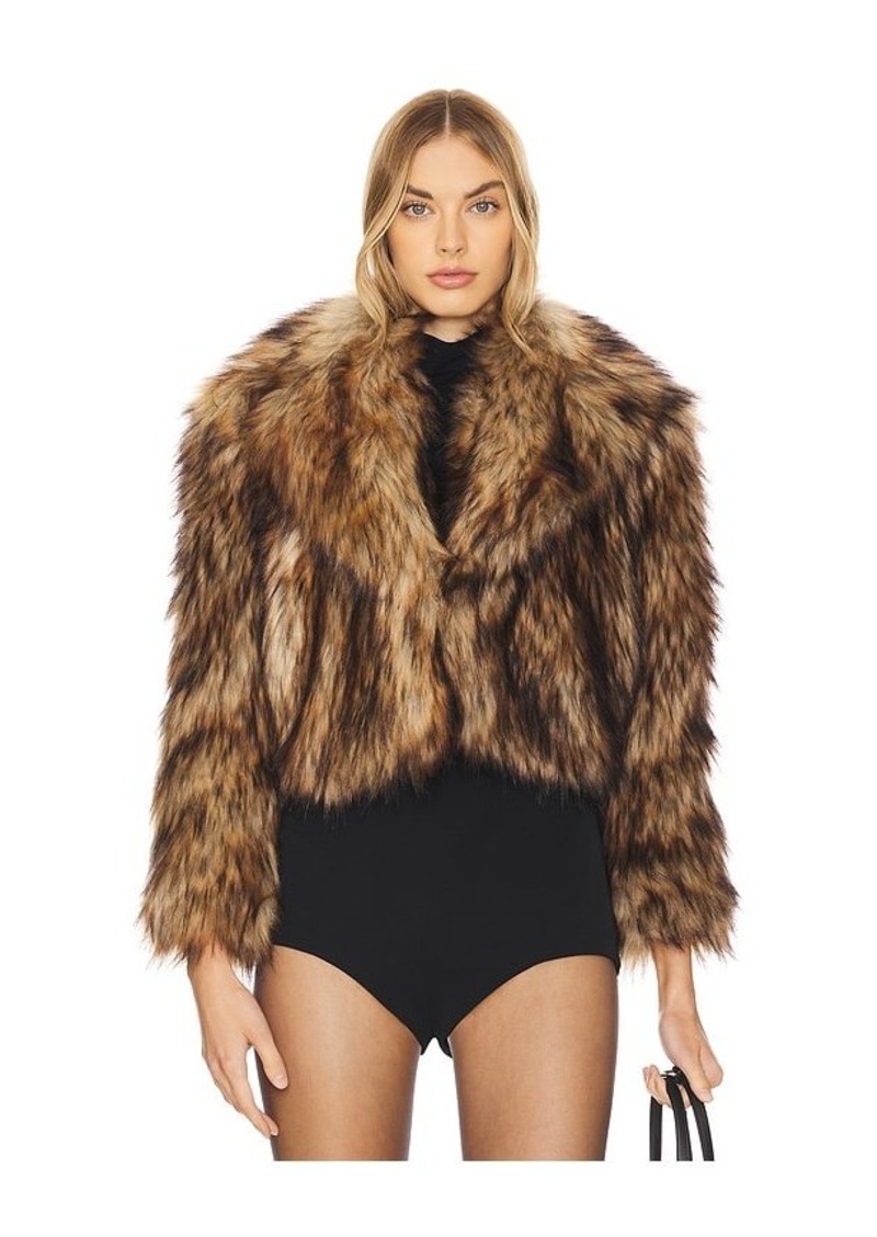 L'AGENCE Aura Crop Faux Fur Coat