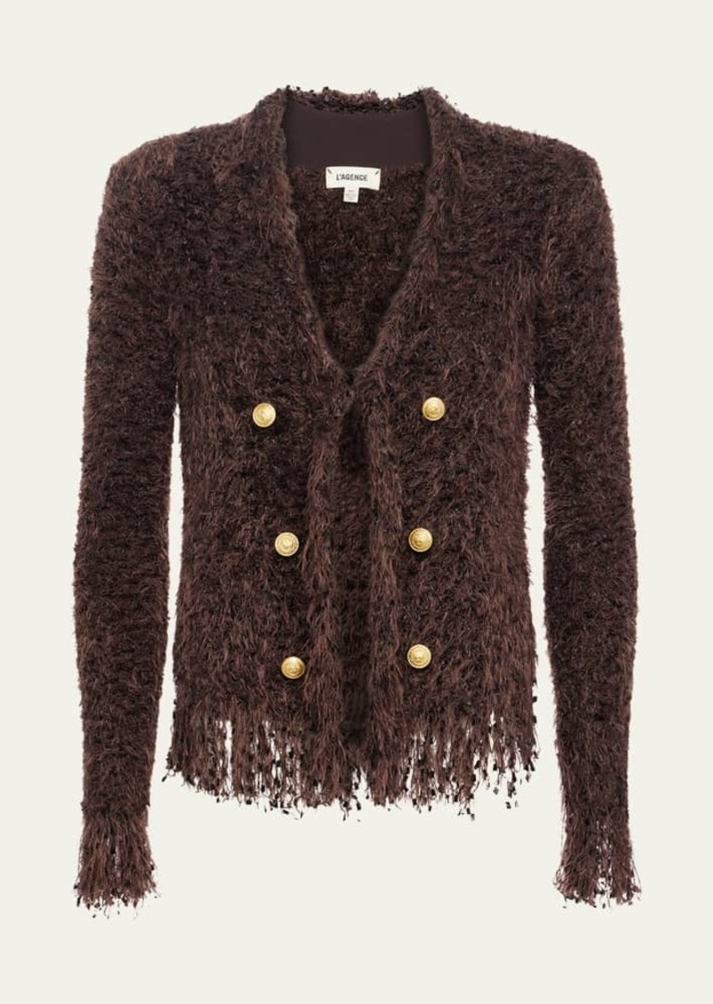 L'Agence Azure Fuzzy Cardigan Blazer