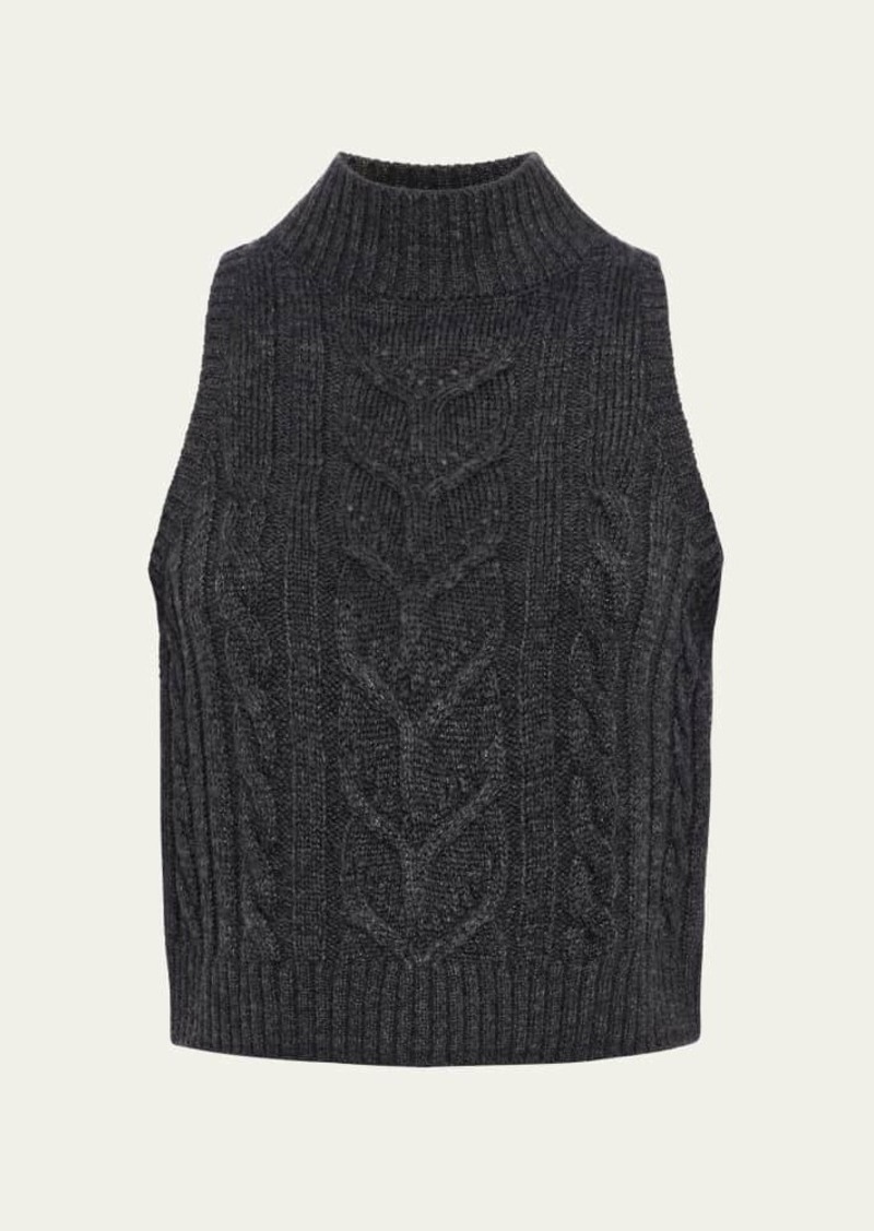 L'Agence Bellini Cable-Knit Turtleneck Tank Top