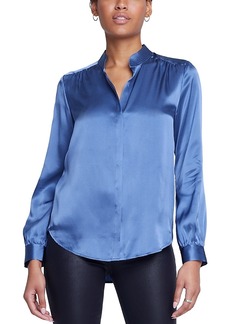 L'Agence Bianca Silk Banded Collar Blouse