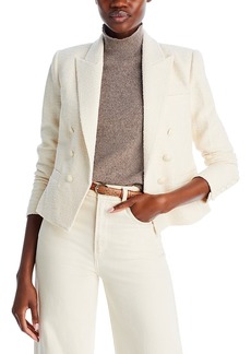L'Agence Brooke Double Breasted Cropped Tweed Blazer