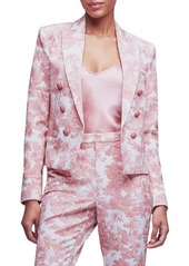 L'AGENCE Brooke Double Breasted Print Crop Blazer