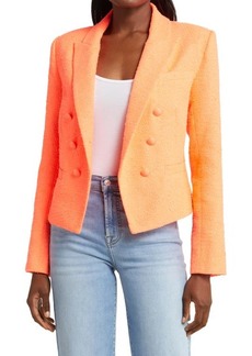 L'AGENCE Brooke Double Breasted Tweed Crop Blazer