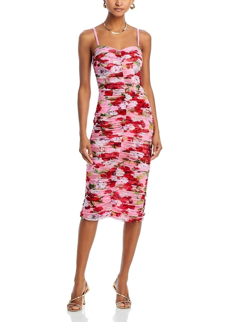 L'Agence Caprice Floral Mesh Midi Dress