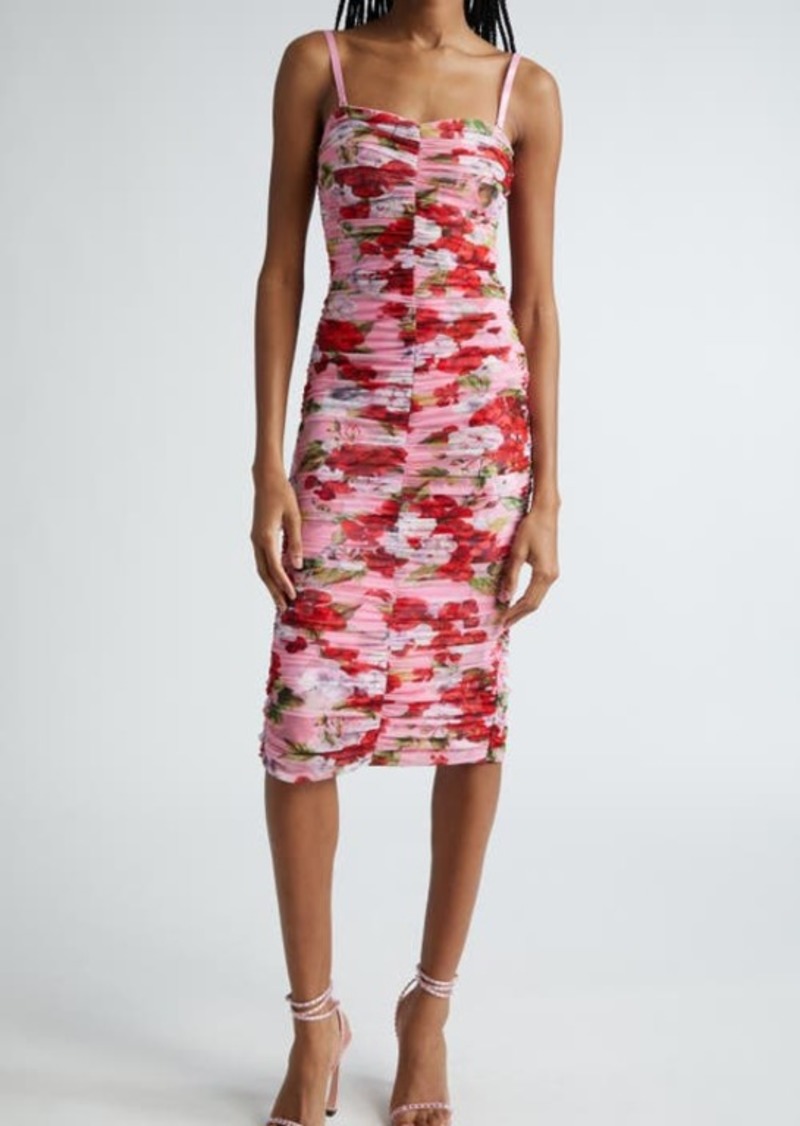 L'AGENCE Caprice Floral Print Ruched Dress