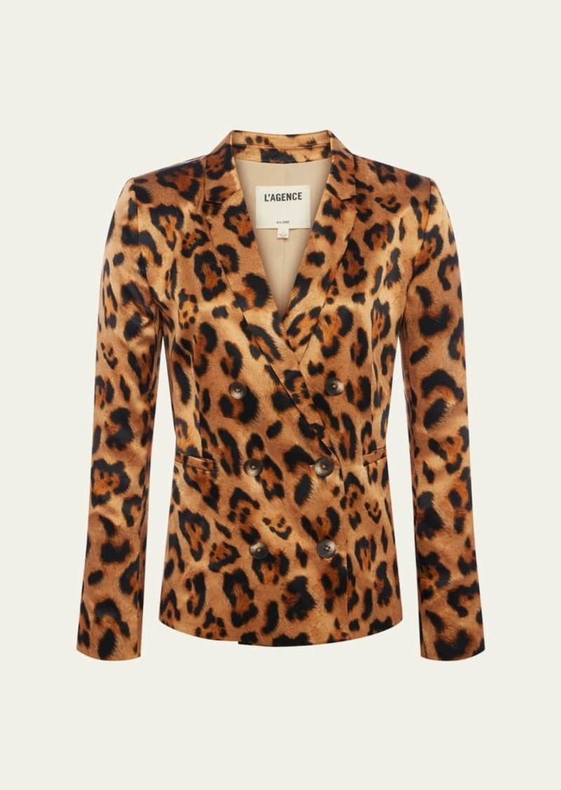 L'Agence Colin Leopard Double-Breasted Blazer