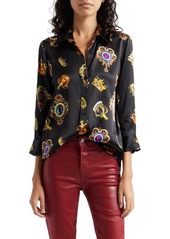 L'AGENCE Dani Jewel Print Silk Button-Up Shirt