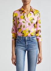 L'AGENCE Dani Lemon Print Silk Blouse