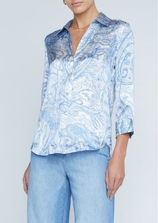L'AGENCE Dani Paisley Print Silk Button-Up Shirt
