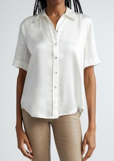 L'AGENCE Elah Short Sleeve Silk Shirt