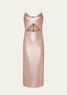 L'Agence Femme Sequin Cutout Midi Dress
