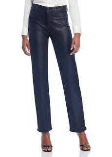 L'Agence Ginny High Rise Straight Leg Jeans in Coated Noir