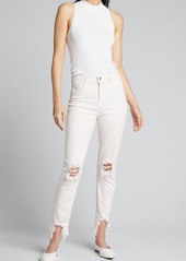 L'Agence High Line High-Rise Skinny Jeans with Knee Rip