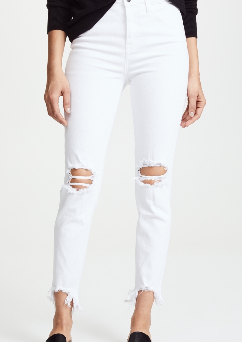 L'AGENCE Highline High Rise Skinny Jeans with Deconstructed Hem