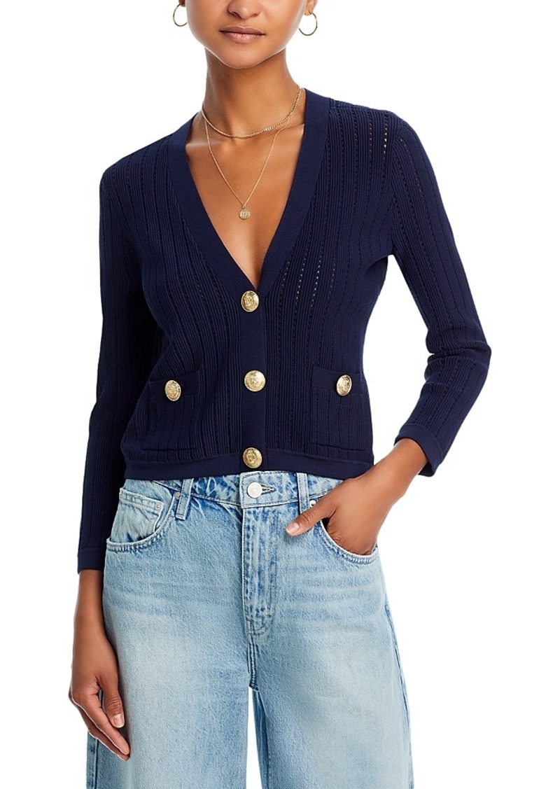 L'Agence Irvin Pointelle Cropped Cardigan