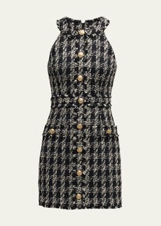 L'Agence Jade Button-Front Tweed Mini Dress