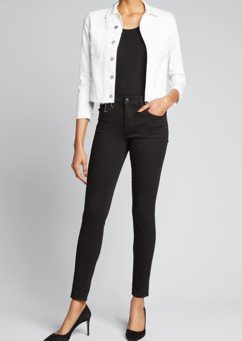 L'Agence Janelle Slim Cropped Jean Jacket with Raw Hem