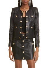 L'AGENCE Jayde Collarless Leather Jacket