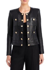L'Agence Jayde Leather Open Front Jacket