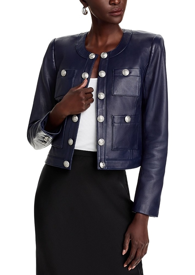 L'Agence Jayde Leather Open Front Jacket