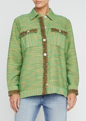 L'AGENCE Jeanine Cotton Blend Tweed Shirt Jacket