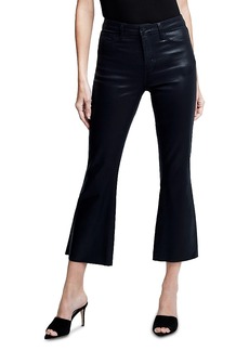 L'Agence Kendra High Rise Cropped Flared Jeans in Noir Coated