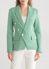 L'AGENCE Kenzie Houndstooth Double Breasted Blazer in Grass Green at Nordstrom Rack