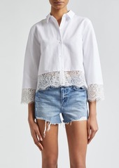 L'AGENCE Levo Lace Trim Crop Button-Up Shirt