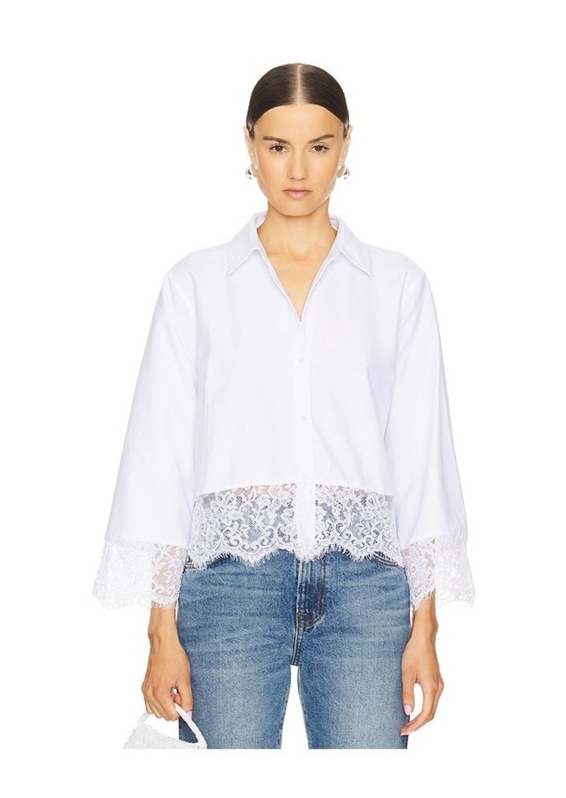 L'AGENCE Levo Lace Trim Cropped Shirt