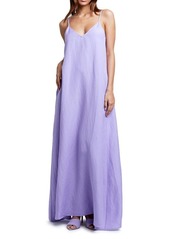 L'AGENCE Linen Blend Trapeze Maxi Dress in Lavender at Nordstrom