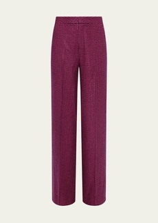 L'Agence Livvy Mid-Rise Straight-Leg Houndstooth Trousers
