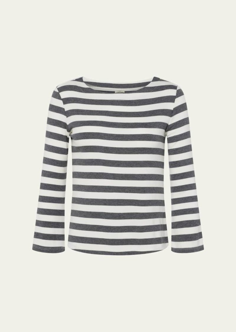 L'Agence Lucille Striped Boat-Neck Shirt