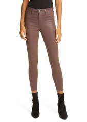 L'AGENCE Margot Coated Crop Skinny Jeans in Mahogany Coated at Nordstrom