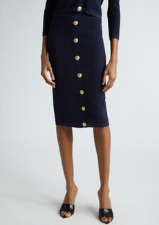 L'AGENCE Melania Pointelle Button Front Sweater Skirt